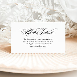 Tarjeta De Recepción Elegancia italiana en blanco y negro | Detalles de