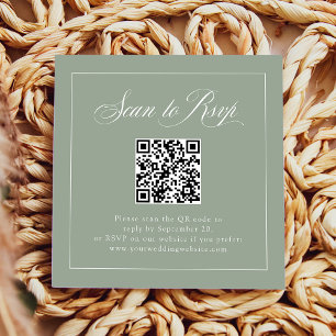 Tarjeta De Recepción Elegancia italiana enmarcada de Sage Green   Códig