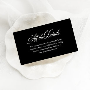 Tarjeta De Recepción Elegancia Italiana Negra   Detalles de la Boda