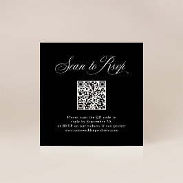 Tarjeta De Recepción Elegancia italiana negra | RSVP con código QR
