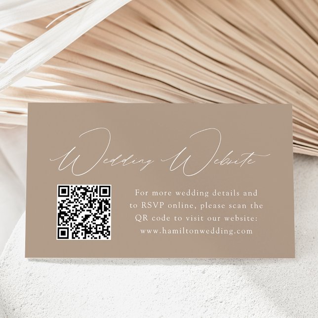 Tarjeta De Recepción Elegancia Moderna Boda de Taupe Código QR (Subido por el creador)