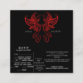 Tarjeta De Recepción Elegancia moderna en blanco y negro Boda rojo todo