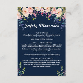 Tarjeta De Recepción Elegancia moderna Medidas de seguridad floral rosa