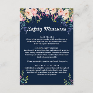 Tarjeta De Recepción Elegancia moderna Medidas de seguridad floral rosa