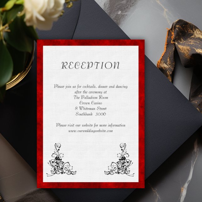 Tarjeta De Recepción Elegancia moderna y Boda de terciopelo rojo (Subido por el creador)