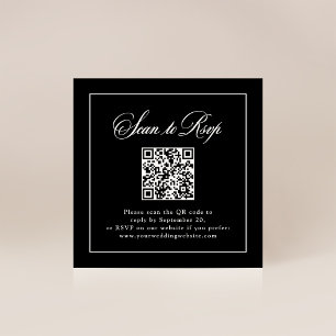 Tarjeta De Recepción Elegancia Negra enmarcada italiana   RSVP con códi