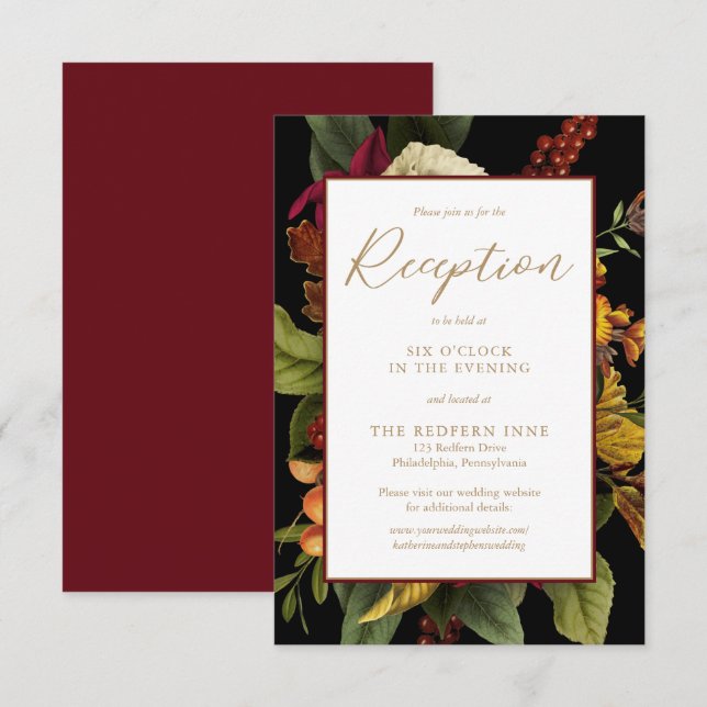 Tarjeta De Recepción Elegancia rústica Floral Bouquet Wedding (Anverso / Reverso)