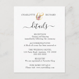 Tarjeta De Recepción Elegancia simple, detalles Bodas