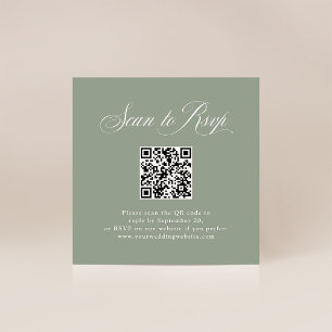 Tarjeta De Recepción Elegancia verde sabia   RSVP con código QR