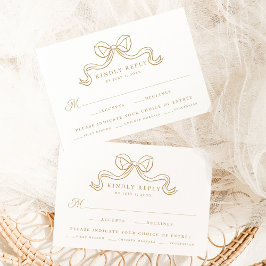Tarjeta De Recepción Elegancia Vintage Arco Dorado RSVP Comida de Boda