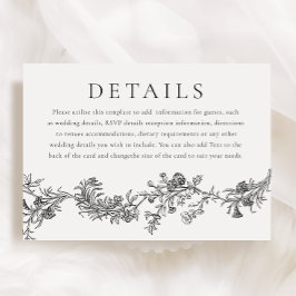 Tarjeta De Recepción Elegancia vintage: detalles de Boda blanco y negro