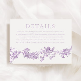 Tarjeta De Recepción Elegancia vintage: Detalles del Boda de Lavanda Pú