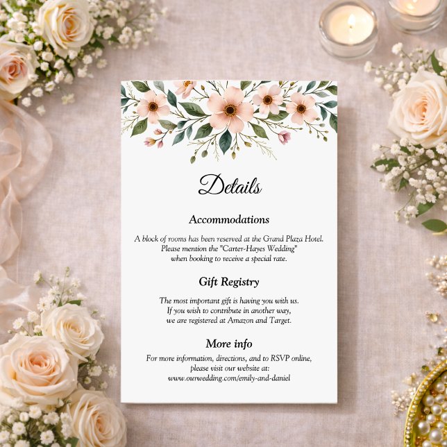 Tarjeta De Recepción Elegant Anemone Wildflower Botanical Wedding  (Subido por el creador)