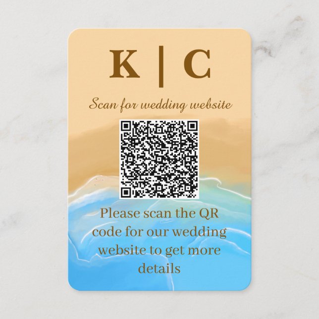 Tarjeta De Recepción Elegant Beach theme Wedding Enclosure Card (Anverso)