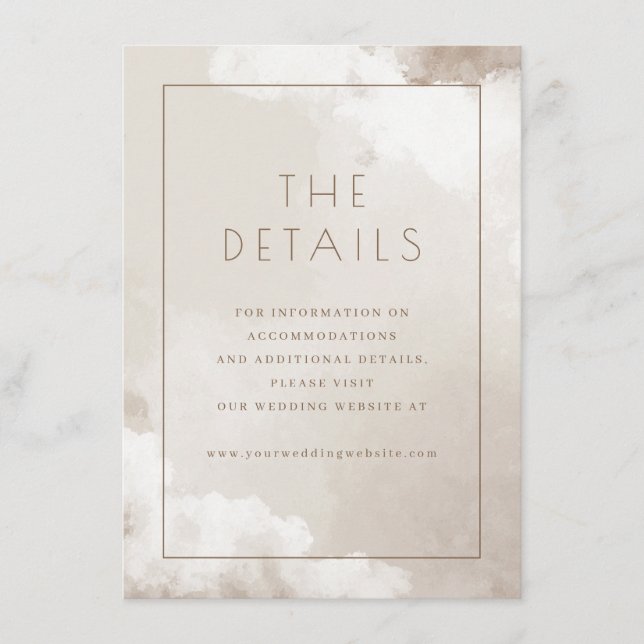 Tarjeta De Recepción Elegant Beige Watercolor Clouds (Anverso)