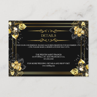 Tarjeta De Recepción Elegant black and gold summer wedding