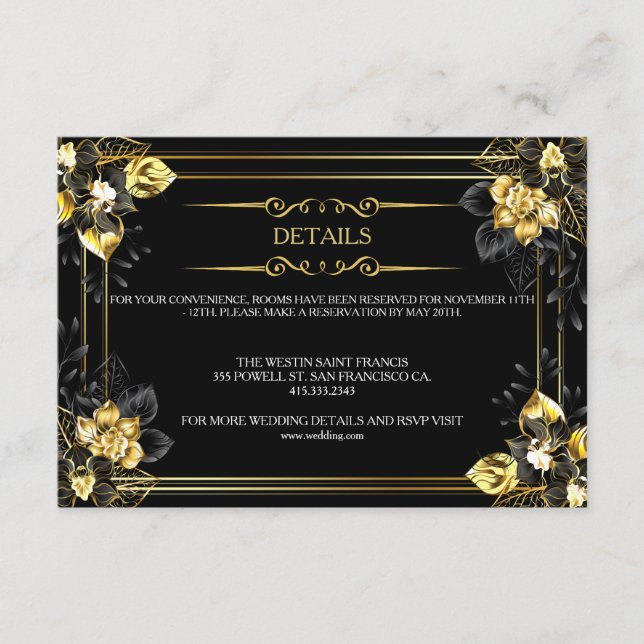 Tarjeta De Recepción Elegant black and gold summer wedding (Anverso)