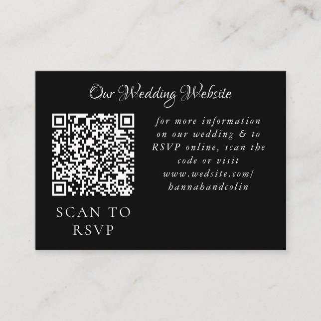 Tarjeta De Recepción Elegant Black Burgundy Pink Floral Frame Web QR (Anverso)
