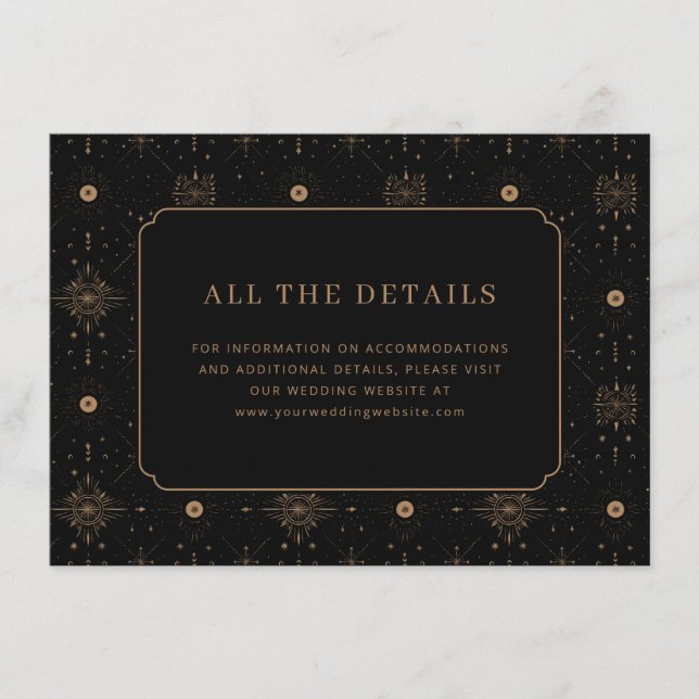 Tarjeta De Recepción Elegant Black Celestial Motions (Anverso)
