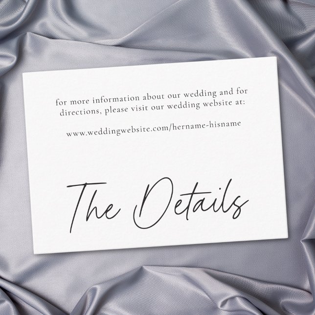 Tarjeta De Recepción Elegant Black White Minimalist Wedding (Elegant Black White Minimalist Wedding Enclosure Card)