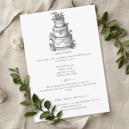 Tarjeta De Recepción Elegant Black White Toile French Manor Wedding