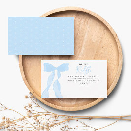 Tarjeta De Recepción Elegant Blue Bow Baby Shower Diaper Raffle Ticket