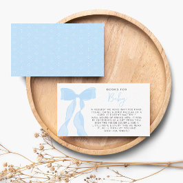 Tarjeta De Recepción Elegant Blue Bow Books For Baby Baby Shower