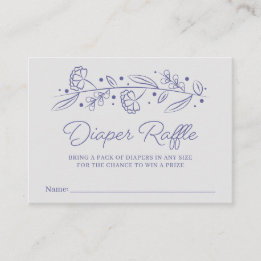 Tarjeta De Recepción Elegant Blue Floral Vine Diaper Raffle Card