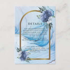 Tarjeta De Recepción Elegant Blue & Gold Wedding Enclosure Card 