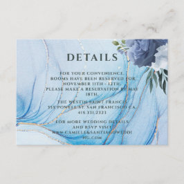 Tarjeta De Recepción Elegant Blue & Gold Wedding Enclosure Card 