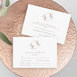 Tarjeta De Recepción Elegant Blush Floral Monogram RSVP & Info Card