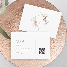 Tarjeta De Recepción Elegant Blush Floral QR Code RSVP Card