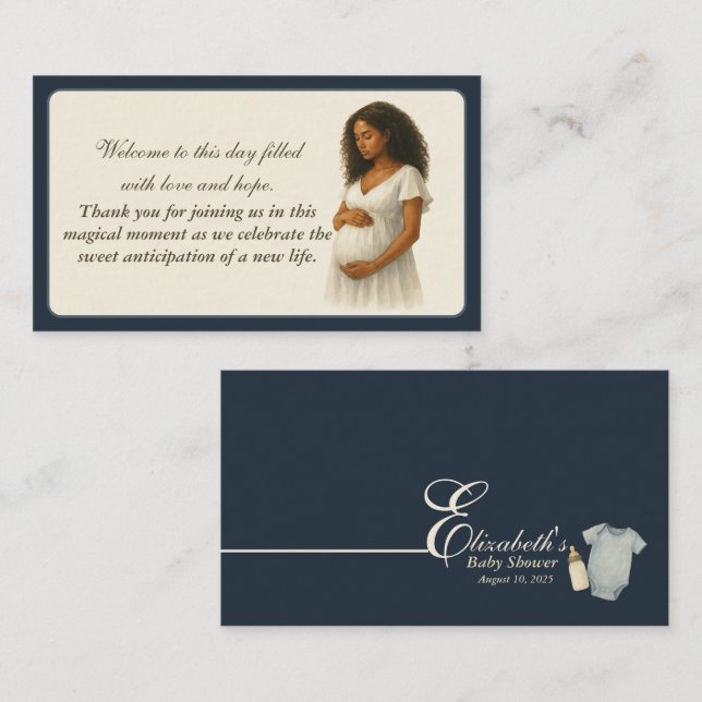 Tarjeta De Recepción Elegant Boho Baby Shower Black Mom to be  (Anverso / Reverso)