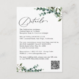 Tarjeta De Recepción Elegant Botanical Greenery QR Code Wedding Details