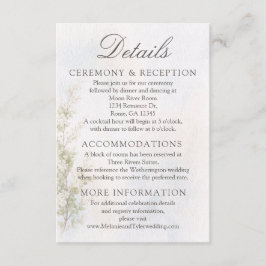 Tarjeta De Recepción Elegant Botanical Wedding/Reception Details Card