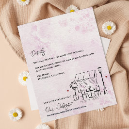 Tarjeta De Recepción Elegant Café Illustration Wedding Details