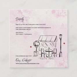 Tarjeta De Recepción Elegant Café Sketch Illustration Wedding Details