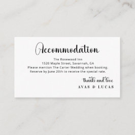 Tarjeta De Recepción Elegant Calligraphy Script Wedding Accommodations