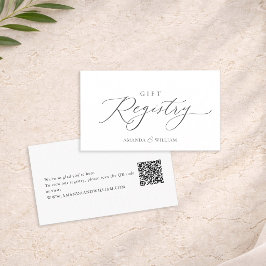 Tarjeta De Recepción Elegant Calligraphy Wedding Registry Card with QR 