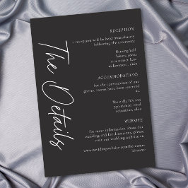 Tarjeta De Recepción Elegant Charcoal Black Minimalist Wedding