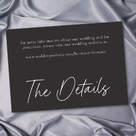 Tarjeta De Recepción Elegant Charcoal Black Minimalist Wedding