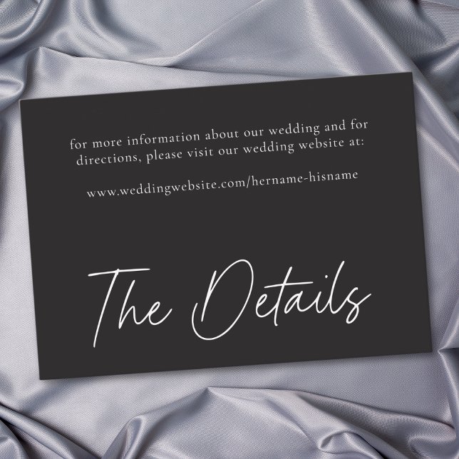 Tarjeta De Recepción Elegant Charcoal Black Minimalist Wedding (Elegant Charcoal Black Minimalist Wedding Enclosure Card)
