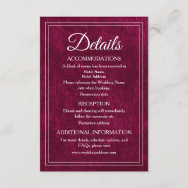 Tarjeta De Recepción Elegant Classic Burgundy Berry Wedding Details