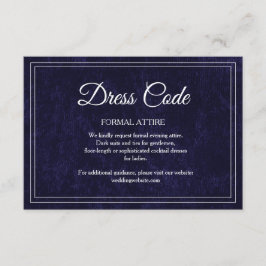 Tarjeta De Recepción Elegant Classic Navy Blue Wedding Dress Code