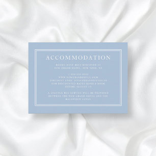 Tarjeta De Recepción Elegant Classic Powder Blue Wedding Accommodation