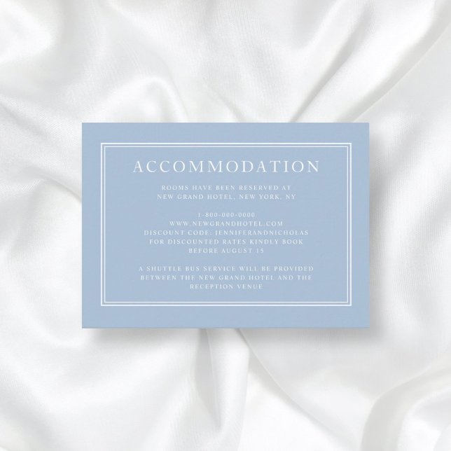 Tarjeta De Recepción Elegant Classic Powder Blue Wedding Accommodation (Subido por el creador)