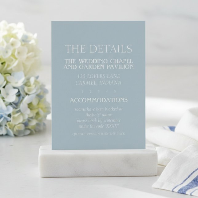 Tarjeta De Recepción Elegant Coastal Blue Modern Wedding (Elegant Coastal Blue Modern Wedding Enclosure Card)
