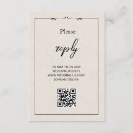 Tarjeta De Recepción Elegant Cream Modern Text And QR Enclosure Card