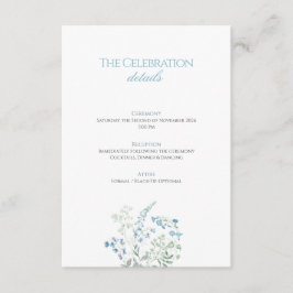 Tarjeta De Recepción Elegant Dusty blue Floral Calligraphy Wedding