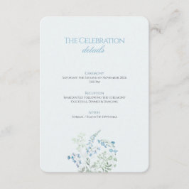 Tarjeta De Recepción Elegant Dusty blue Floral Calligraphy Wedding